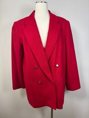 Vintage Requirements Red Double-Breasted Blazer Pure woolmark size 18 NWT
